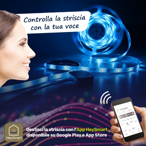 Striscia a Led Smart WiFi 2m, 120 Led RGB + Bianco Naturale, Telecomando + Alimentatore inclusi - immagine 4