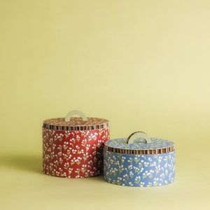Set 2 box fiorellini bianchi